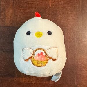 5” Todd The Rooster Squishmallows Holding a Basket with Floral Pattern